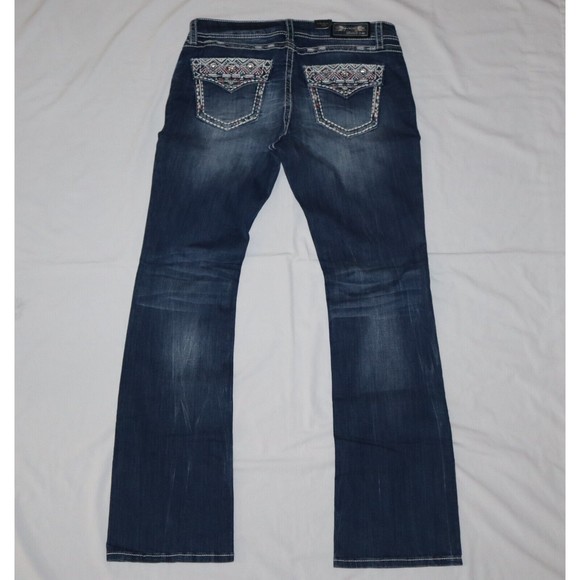 NEW Grace in LA Womens Size 32 Floral Boot Cut Stretch Floral Flap Embroidery - Picture 11 of 12